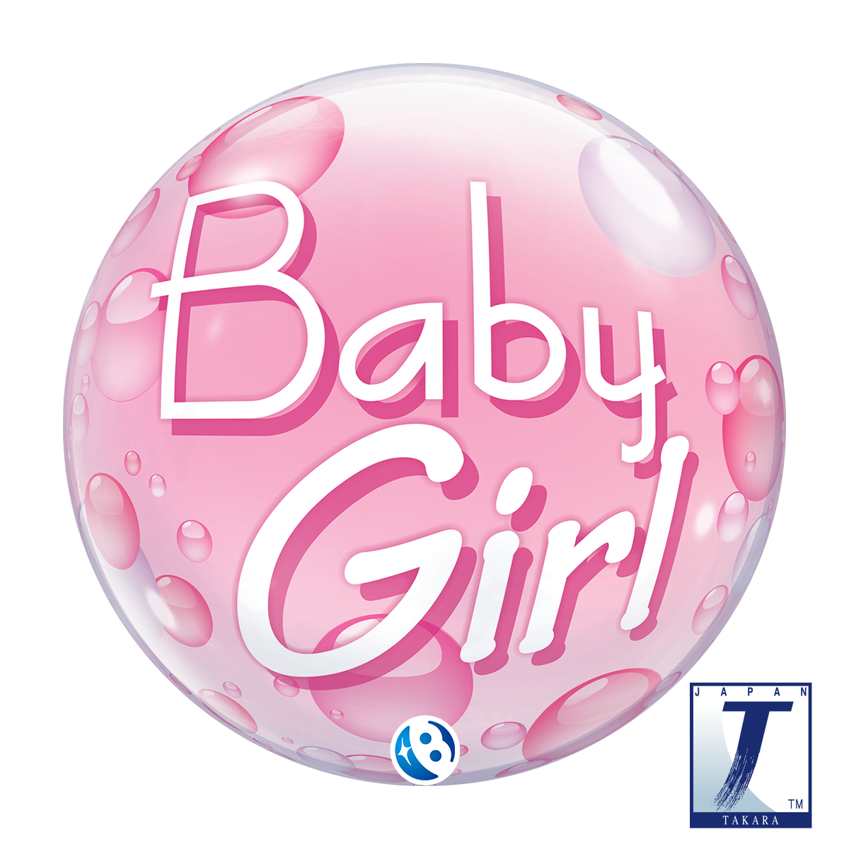Takara Bubble Balloon – Baby Girl Pink Confetti Dots 56cm (22")