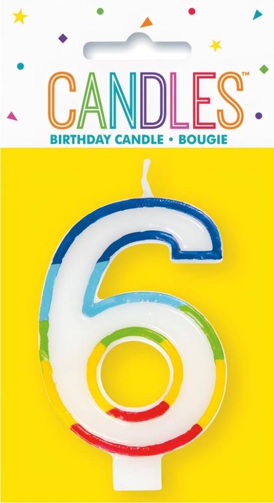 RAINBOW NUMERAL CANDLE - 6
