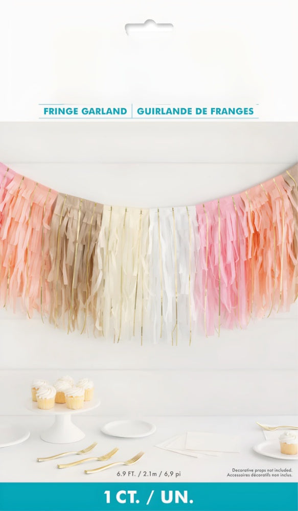 Layered Tissue Fringe Garland with Foil Strands - 2.1m (6.9ft) Party Backdrop Decor for Birthdays & Events