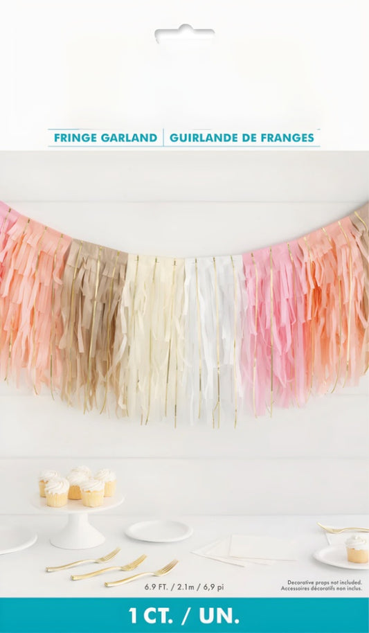 Layered Tissue Fringe Garland with Foil Strands - 2.1m (6.9ft) Party Backdrop Decor for Birthdays & Events