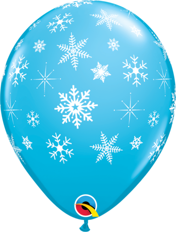 11" Print Snowflakes & Sparkles Latex Balloons Pack Of 50
