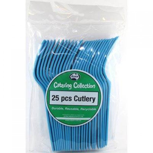 Plastic Forks Azure Blue Pack of 20