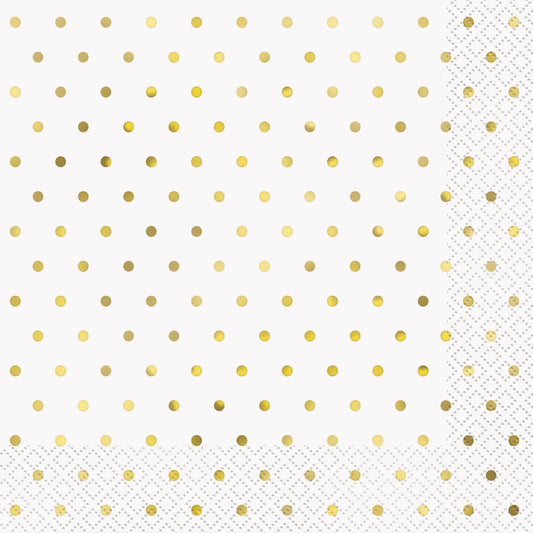 Gold Foil Dots Lunch Napkins