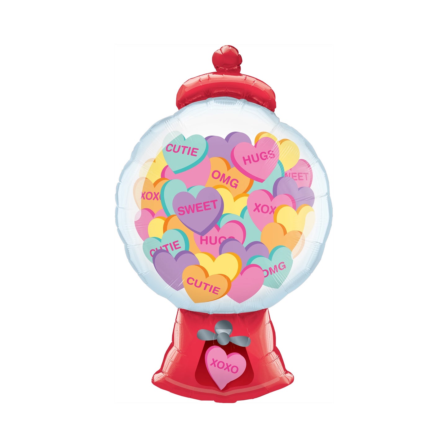 43" SHAPE FOIL PRINT CANDY HEARTS GUMBALL MACHINE