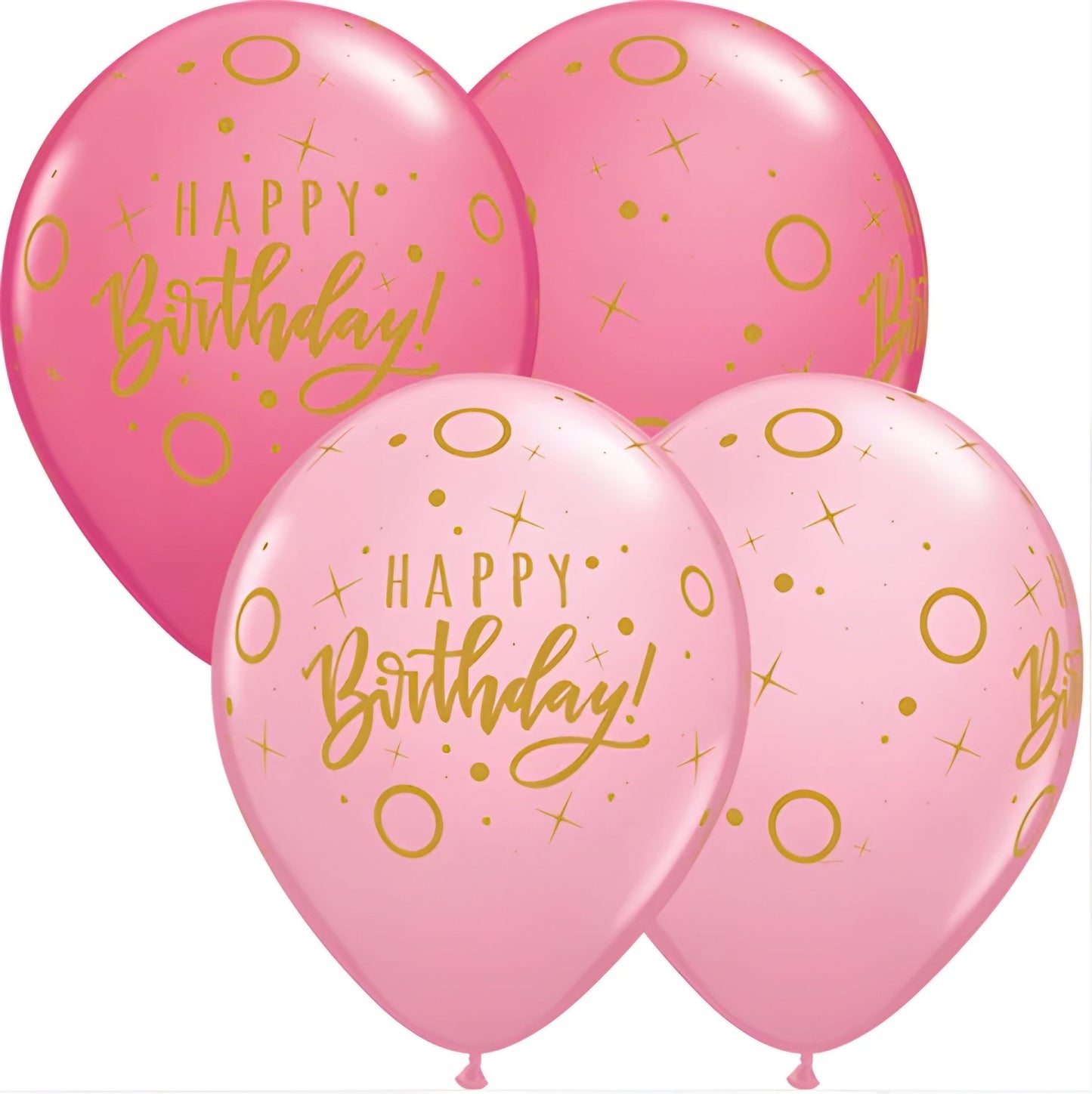 11" Print Pink Assorted Birthday Dots And Sparkles Latex Balloons Pack Of 50