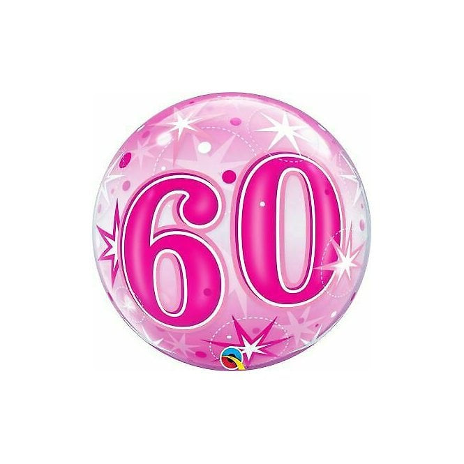Bubble Balloon 22" Pink Star 60th Birthday