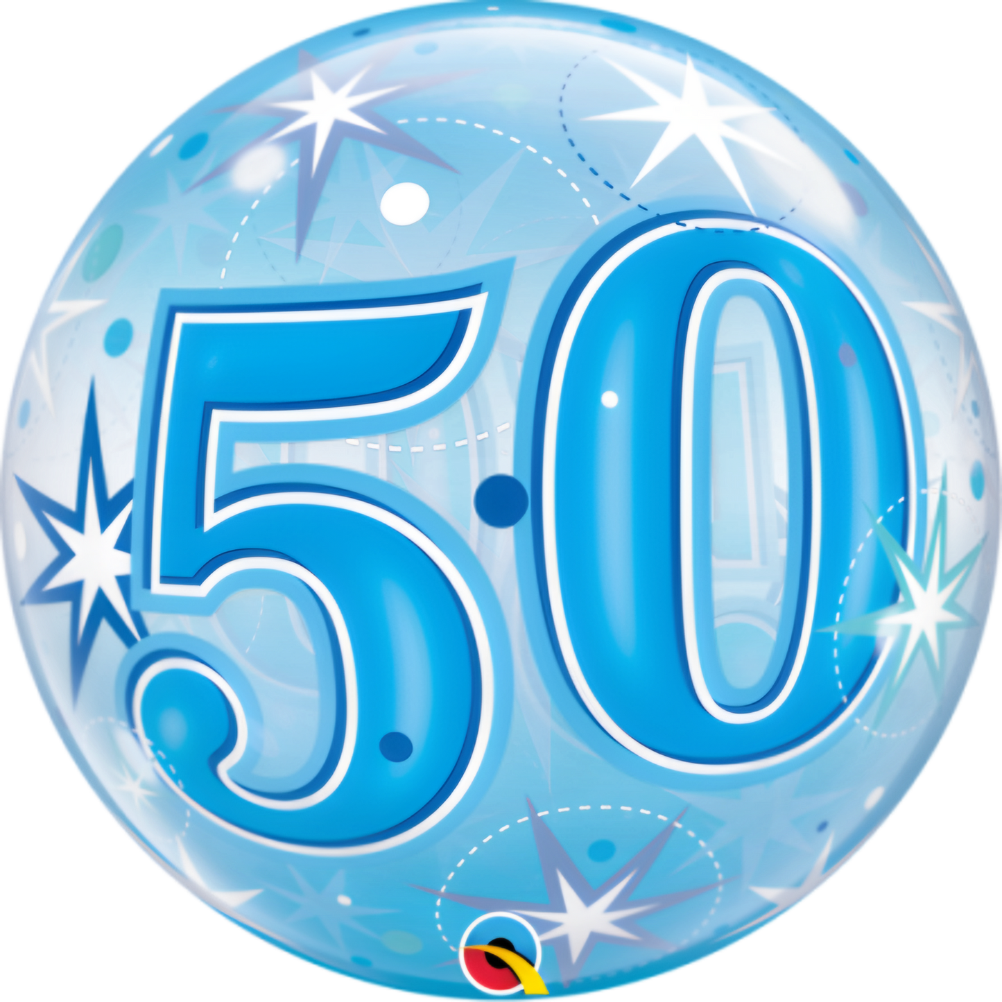 50th Birthday Bubble Balloon Blue Star 22in / 56cm Party Decoration