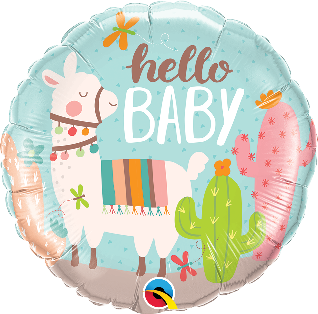 Hello Baby Llama Round Foil Balloon 18′′