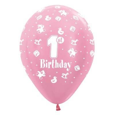 First Birthday Girl Sempertex 30cm Pack Of 50