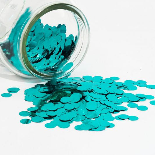 Metallic Small Confetti 1cm Teal 250g
