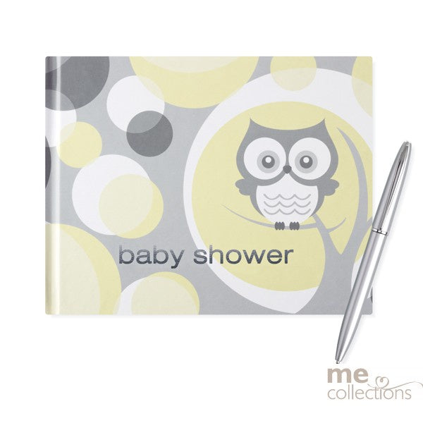 Baby Shower Owl & Silver Foiling Guest Book