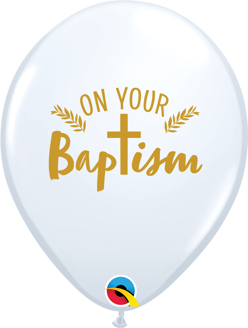 11inch Printed On Your Baptism Cross White Latex Balloons Pack Of 50