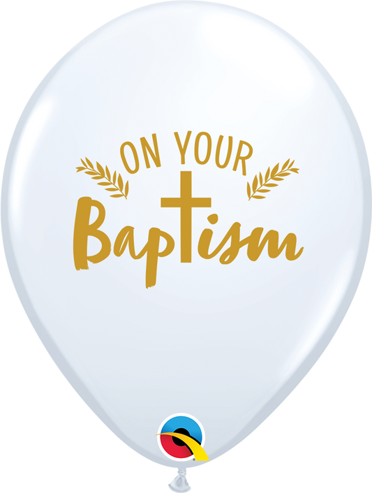 11inch Printed On Your Baptism Cross White Latex Balloons Pack Of 50