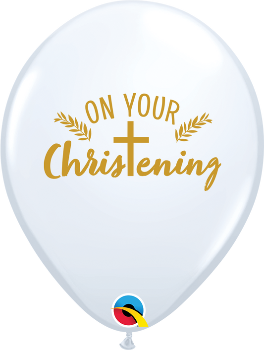11inch Printed On Your Christening White Latex Balloons Pack Of 50