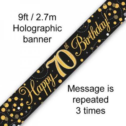 Sparkling Fizz Black & Gold Banner 2.7m 70th Birthday
