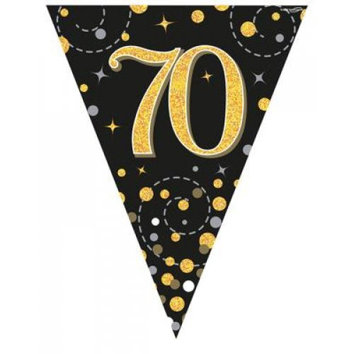 Sparkling Fizz Black & Gold Flag Bunting 3.9m 70