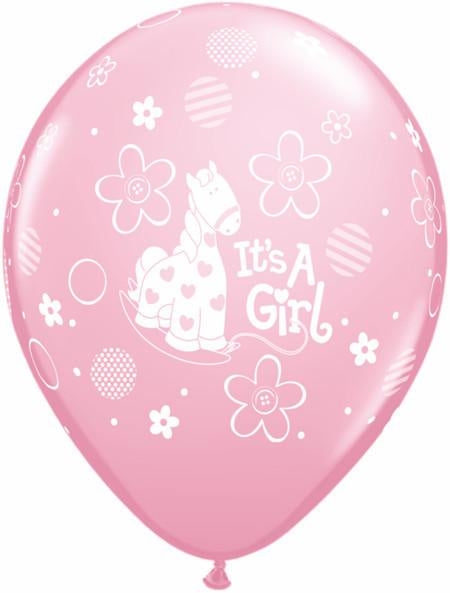 11" Helium Quality Latex Printed Balloons It's A Girl Soft Pony Pack Of 50