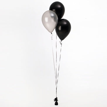 Bunch Of 3 Helium Balloons - Black Table Centerpiece
