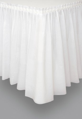 WHITE PLASTIC TABLESKIRT