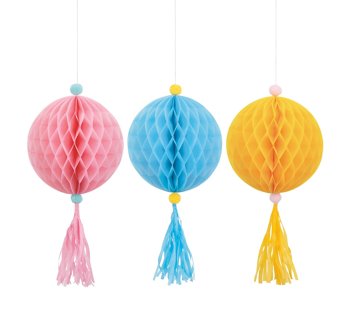 3 PASTEL TISSUE PAPER HONEYCOMB DECORATION KIT
