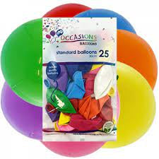 OCCASION BALLOON STD (30CM) PACK 25 - ASSORTED