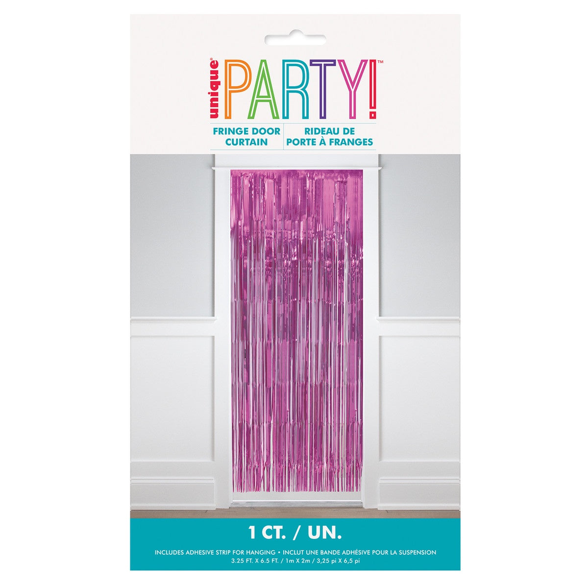Pastel Pink Foil Fring DOOR Curtain 1X2M