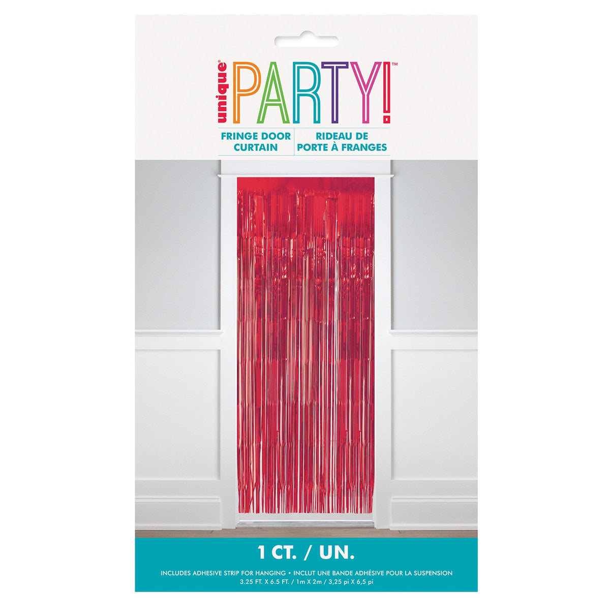 Ruby RED Foil Fring DOOR Curtain 1X2M