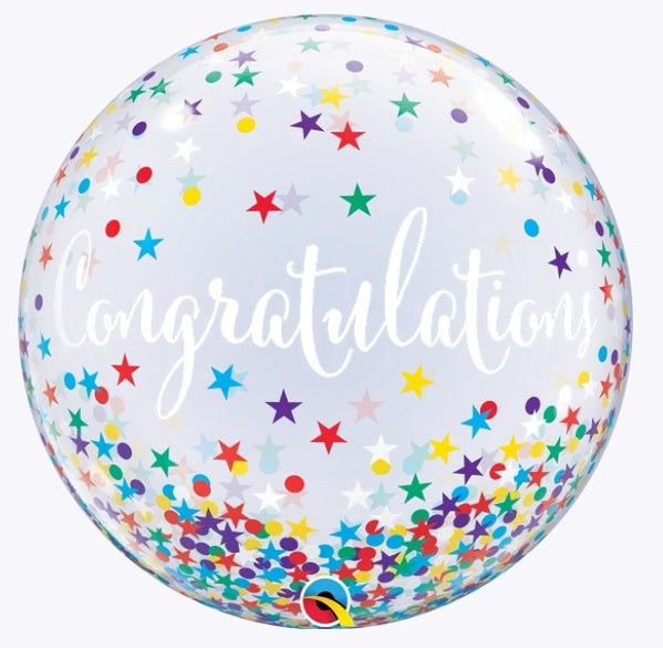 22" SINGLE BUBBLE CONGRATULATIONS CONFETTI STARS