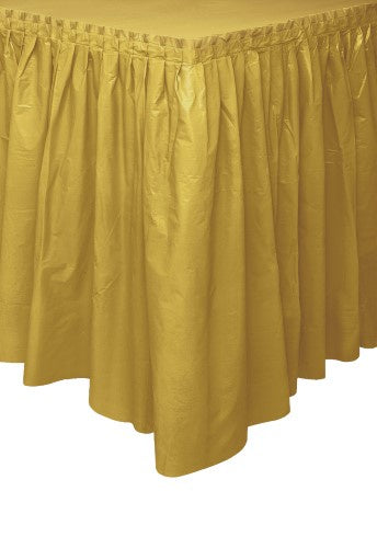 GOLD PLASTIC TABLESKIRT