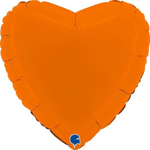 Foil Balloon Solid Colour Heart 46cm (18") Matte Orange