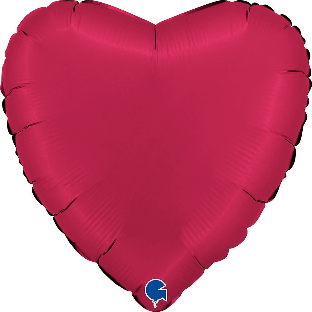 Foil Balloon Solid Colour Heart 46cm (18") Satin Cherry