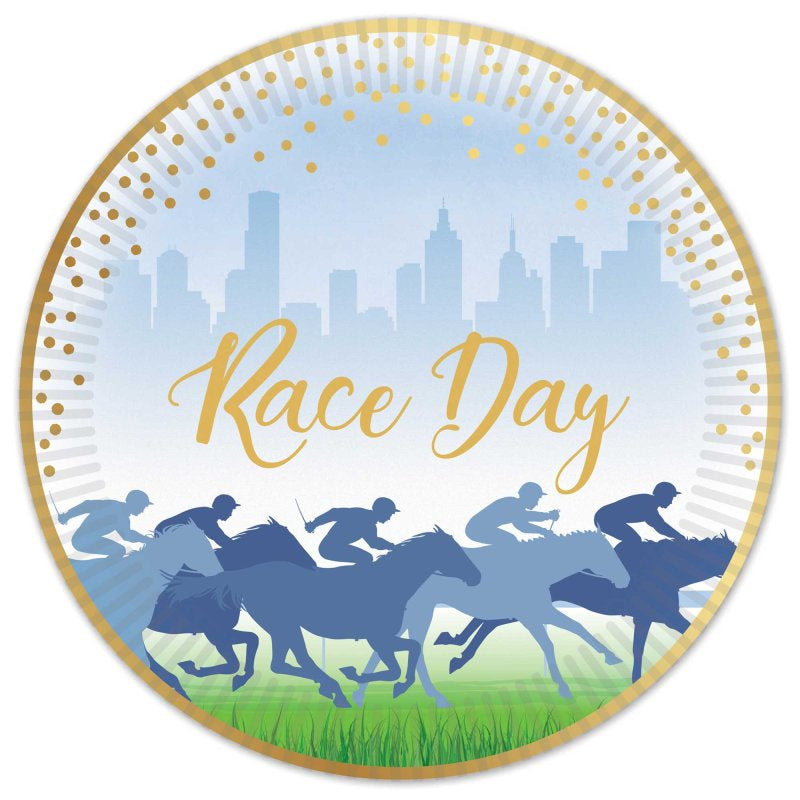 Race Day Hot Stamped Paper Party Plates 17cm – 50 Pack