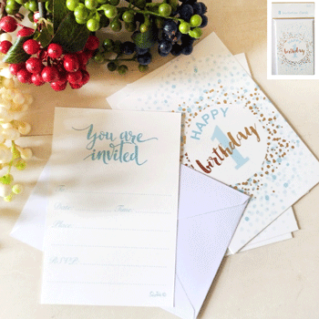 1st Birthday Boy Postcard Invitations Pack Of 8