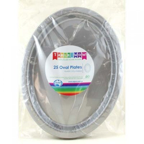 Oval Plates Silver Pack Of 20