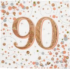 Sparkfizz Rose Gold Napkin 90th Pack Of 16