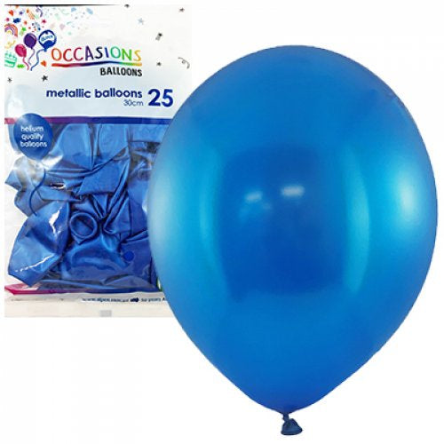 Metallic Royal Blue 30cm OCCASION BALLOONs Pack of 25