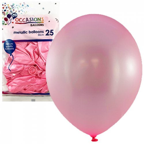 Metallic Light Pink 30cm OCCASION BALLOONs Pack of 25