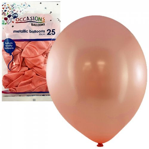 Metallic Rose Gold 30cm OCCASION BALLOONs Pack of 25
