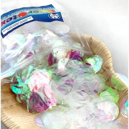 METALLIC CONFETTI 2.3CM IRIDESCENT 250G