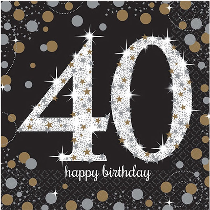 Sparkling Celebration Age 40 Lunch Napkins Pack Of 16