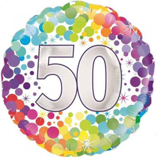 Foil Balloon 18"(45cm) Colourful Confetti 50 Round P1