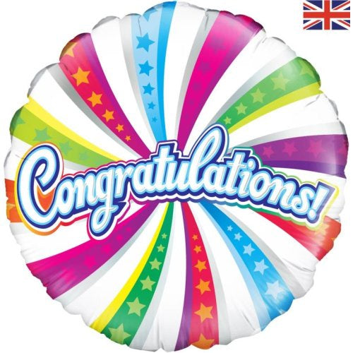 Congratulations Swirl Foil Balloon 18" Round – Party Decoration (1 Pc.)