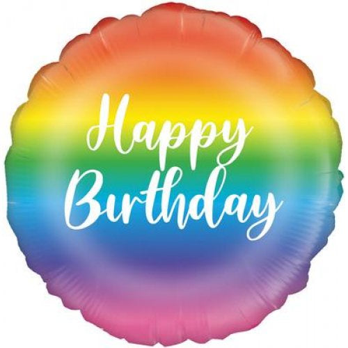 Rainbow Happy Birthday Round Foil Balloon 18"(45cm)