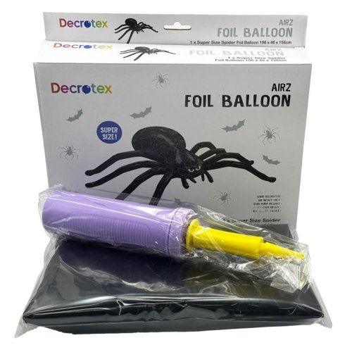 Airz Giant Black Spider Foil Balloon 2m Wide with Pump – Halloween Party Decoration