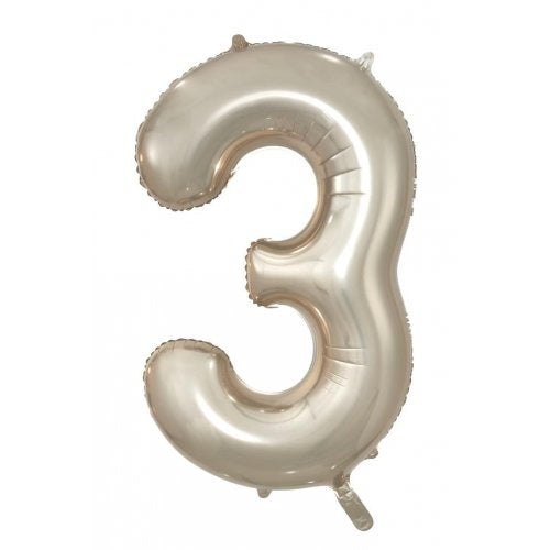 34inch Decrotex Foil Balloon Number Champagne #3