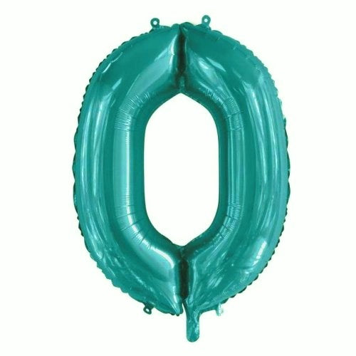 34inch Decrotex Foil Balloon Number Teal #0 Shaped P1