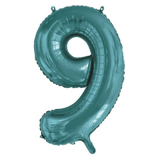 34inch Decrotex Foil Balloon Number Teal #9 Foil Balloon