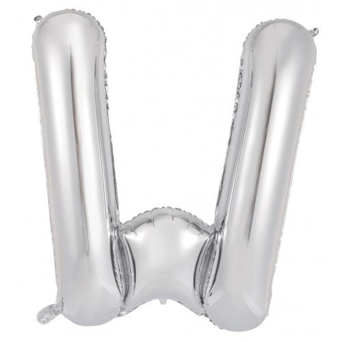 34inch Decrotex Foil Balloon Alphabet Silver #W Shaped P1