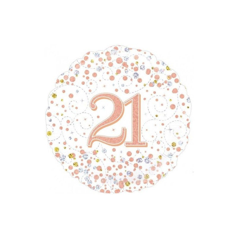 Sparkling Fizz Rose Gold 21 FOIL BALLOON 18" (45CM)