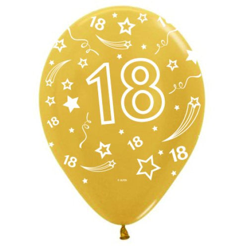 Pack of 50 Latex Balloons 30cm (12") – Age 18 Printed All Over – Birthday Party Decorations